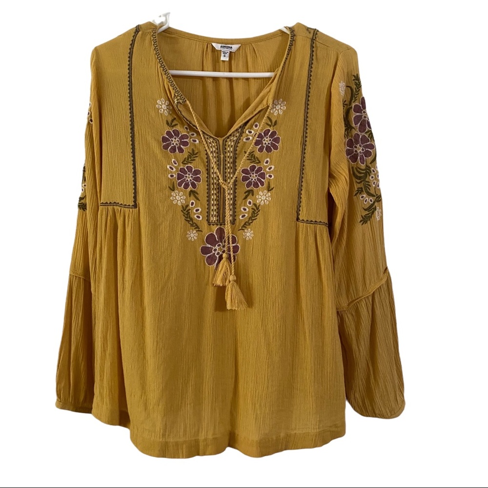 Sonoma Bohemian Style Embroidered Blouse S-M